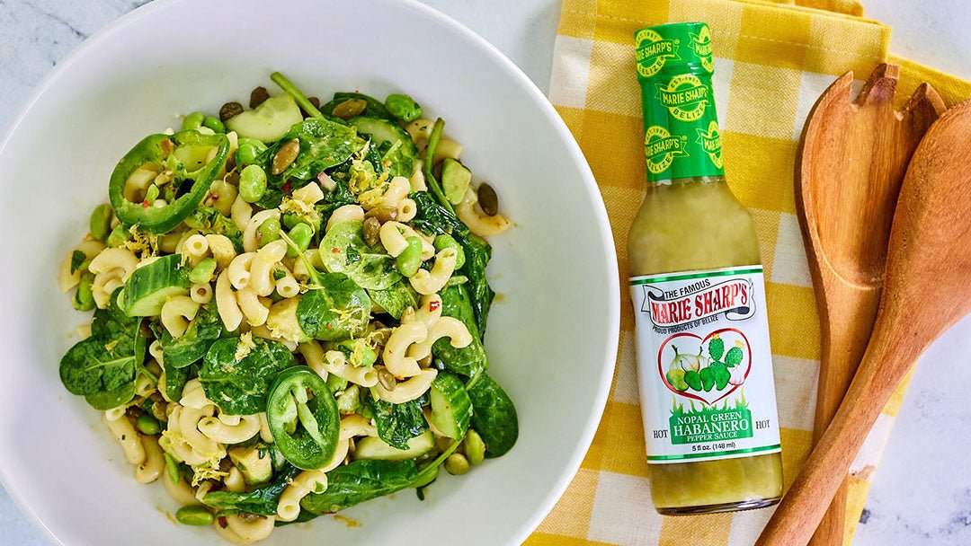 Green Pasta Salad with Marie Sharp’s Green Habanero Pepper Sauce - Pepperheadz Company Store