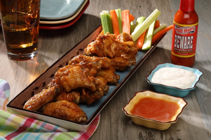 Hot Honey Chicken Wings Recipe with Marie Sharp's Beware Comatose Heat Level Habanero Pepper Sauce - Pepperheadz Company Store