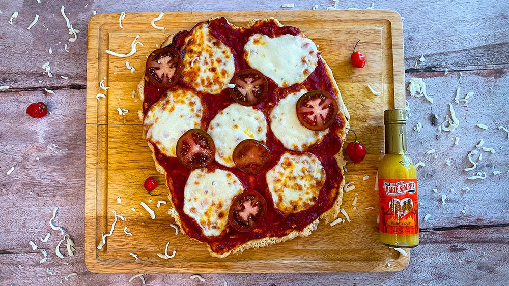 Keto Garlic Tomato Pineapple Pizza Recipe / Marie Sharp's Pure Love Pineapple Habanero Pepper Sauce - Pepperheadz Company Store