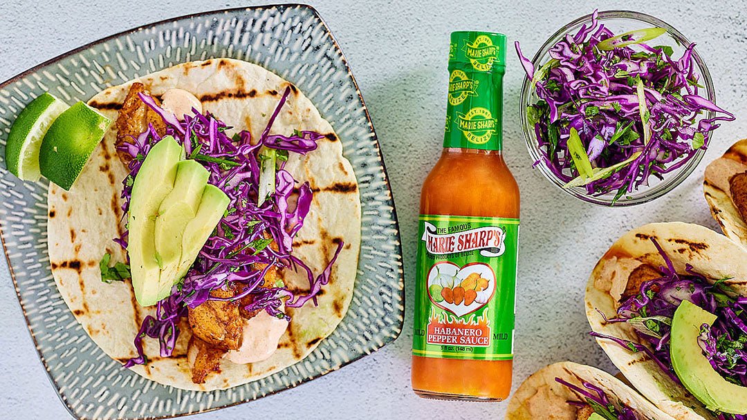 Lime Crema Fish Tacos with Marie Sharp’s Mild Habanero Pepper Sauce - Pepperheadz Company Store