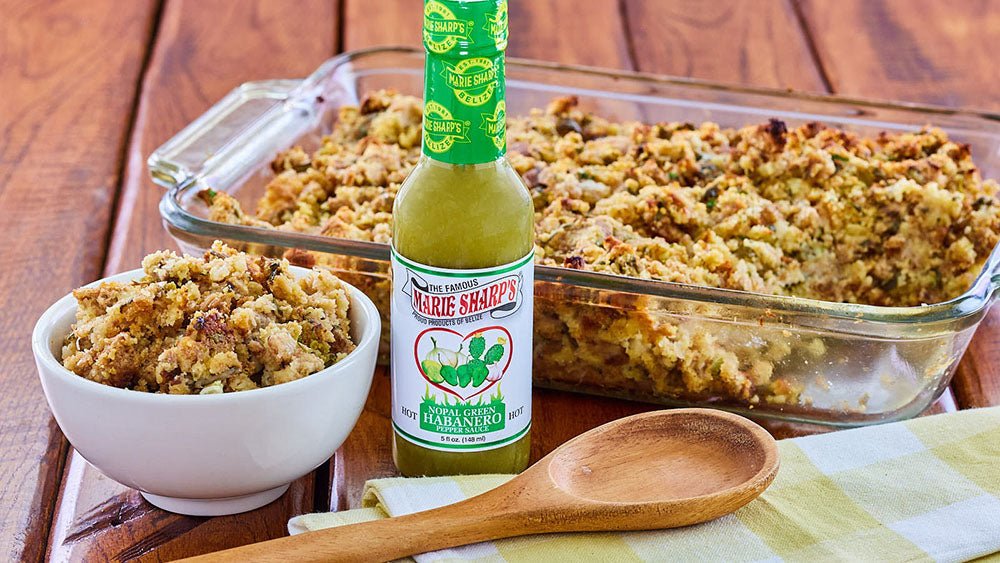 Oyster Dressing with Cornbread and Marie Sharp’s Nopal Green Habanero Pepper Sauce - Pepperheadz Company Store