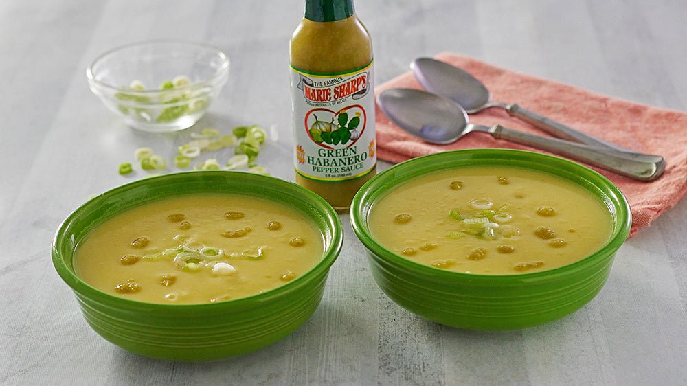 Spicy Potato Leek Soup Recipe with Marie Sharps Green Cactus Habanero Hot Sauce - Pepperheadz Company Store