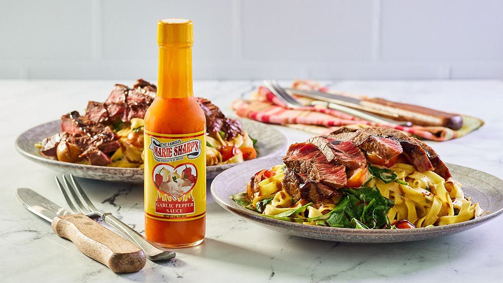 Steak and Fettuccine with Marie Sharp’s Garlic Habanero Pepper Sauce - Pepperheadz Company Store