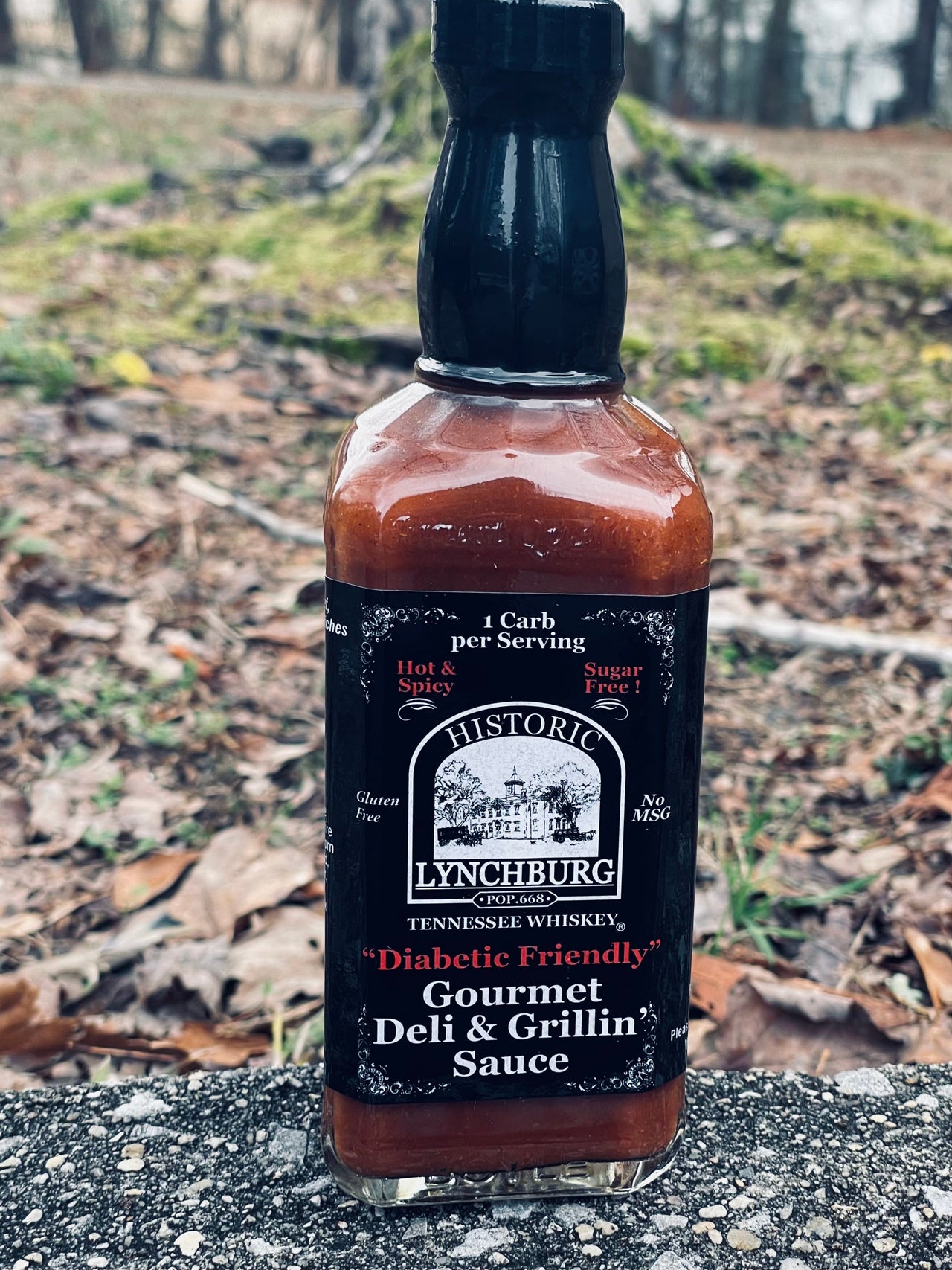 Historic Lynchburg Hot Sugar Free Gourmet Deli and Grillin' Sauce 16 Oz.