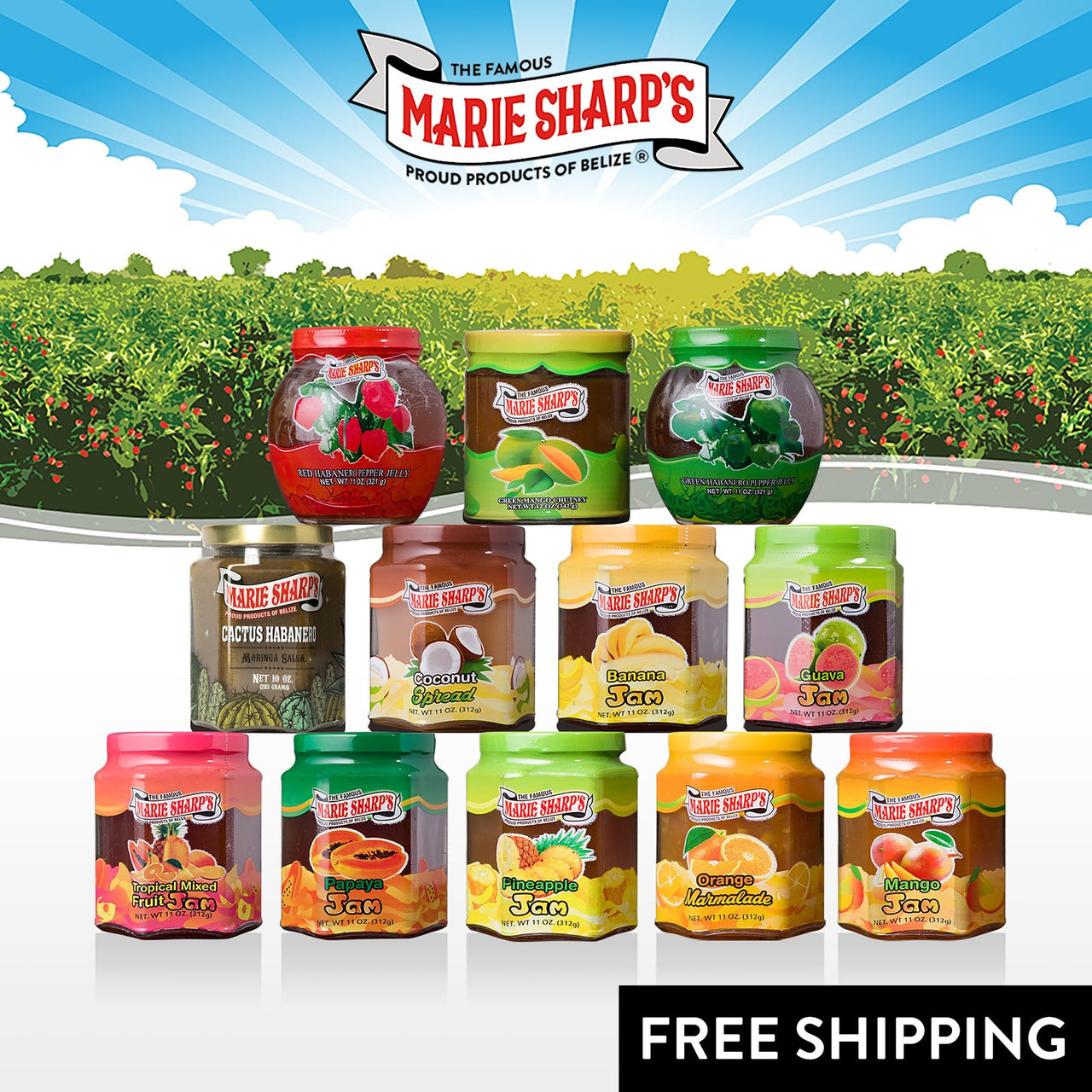 Complete Set - Jam/Jelly/Chutney/Marmalade (12 Flavors) - Marie Sharp's Company Store